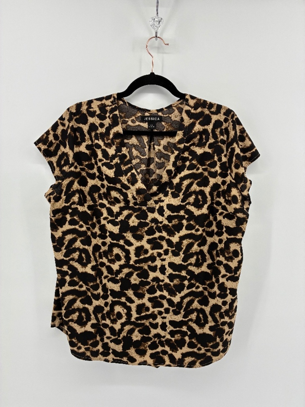 Jessica Leopard Print Blouse - Black and Brown